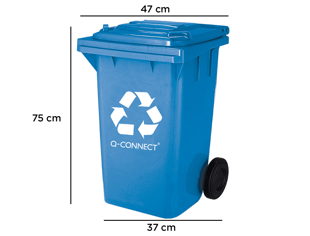 CONTENTOR DE LIXO Q-CONNECT PLASTICO 100L COM CAPA AZUL 75X37X47 CM