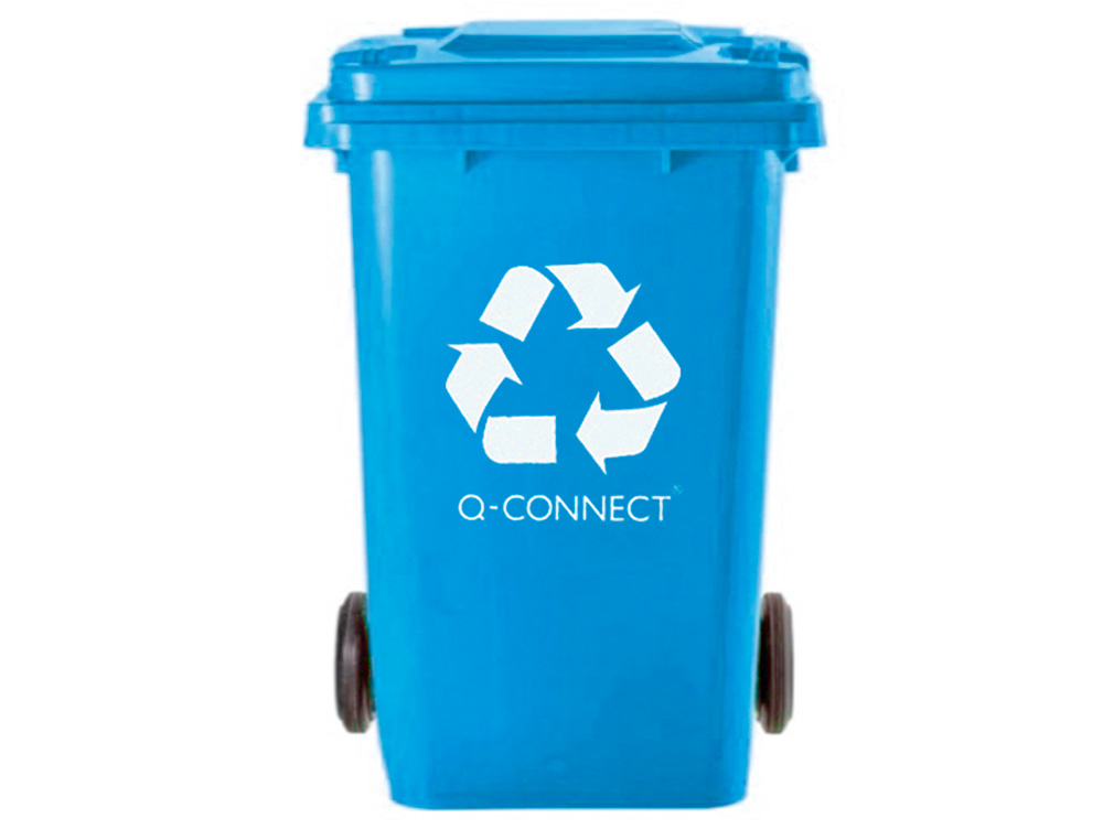 CONTENTOR DE LIXO Q-CONNECT PLASTICO 100L COM CAPA AZUL 75X37X47 CM