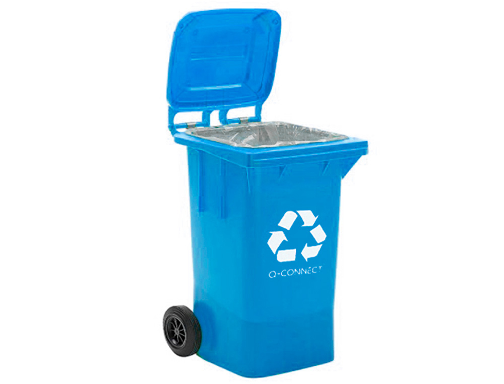 CONTENTOR DE LIXO Q-CONNECT PLASTICO 100L COM CAPA AZUL 75X37X47 CM