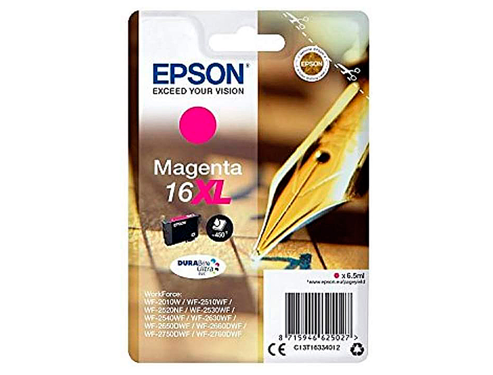 TINTEIRO EPSON 16XL WF2010W WF2510WF WF2520NF WF2530WF WF2540WF MAGENTA 450 PAG