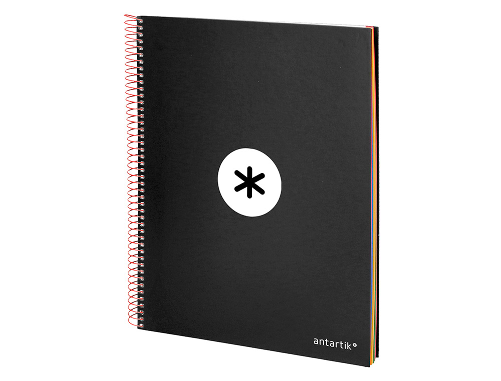 CADERNO ESPIRAL DIN A4 ANTARTIK CAPA FORRADA 120 F 100 GR QUADRICULA 5 MM 5 BANDAS DE CORES COR PRETO