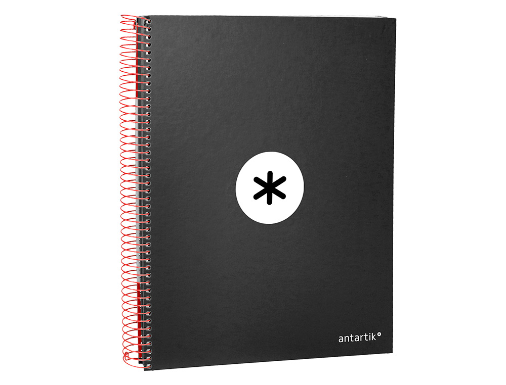 CADERNO ESPIRAL DIN A4 ANTARTIK CAPA FORRADA 120 F 100 GR QUADRICULA 5 MM 5 BANDAS DE CORES COR PRETO