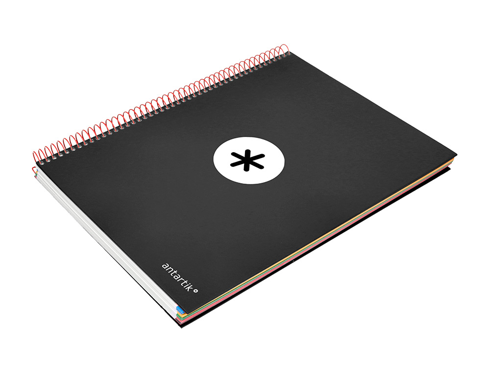 CADERNO ESPIRAL DIN A4 ANTARTIK CAPA FORRADA 120 F 100 GR QUADRICULA 5 MM 5 BANDAS DE CORES COR PRETO