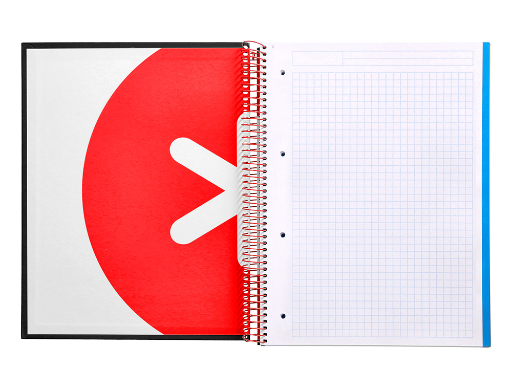 CADERNO ESPIRAL DIN A4 ANTARTIK CAPA FORRADA 120 F 100 GR QUADRICULA 5 MM 5 BANDAS DE CORES COR PRETO
