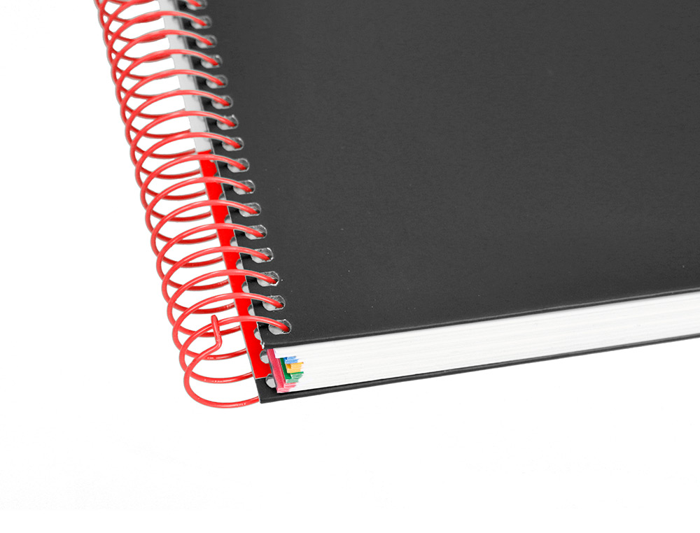 CADERNO ESPIRAL DIN A4 ANTARTIK CAPA FORRADA 120 F 100 GR QUADRICULA 5 MM 5 BANDAS DE CORES COR PRETO