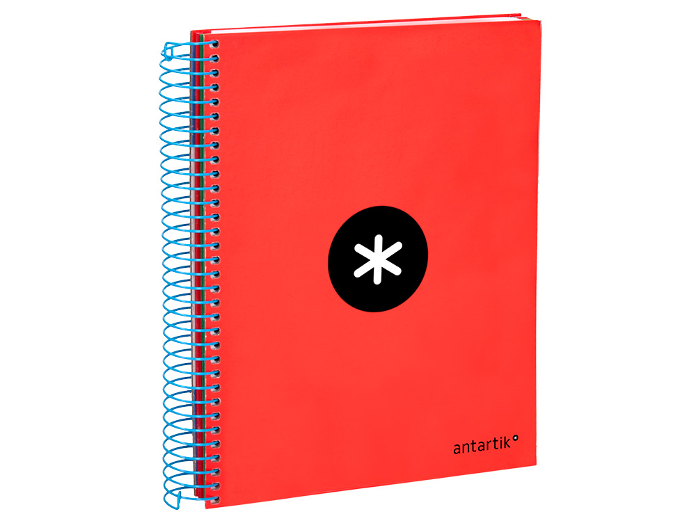 CADERNO ESPIRAL DIN A5 ANTARTIK CAPA FORRADA 120 F 100 GR LISO COM BANDAS DE CORES 6 FUROS COR VERMELHO