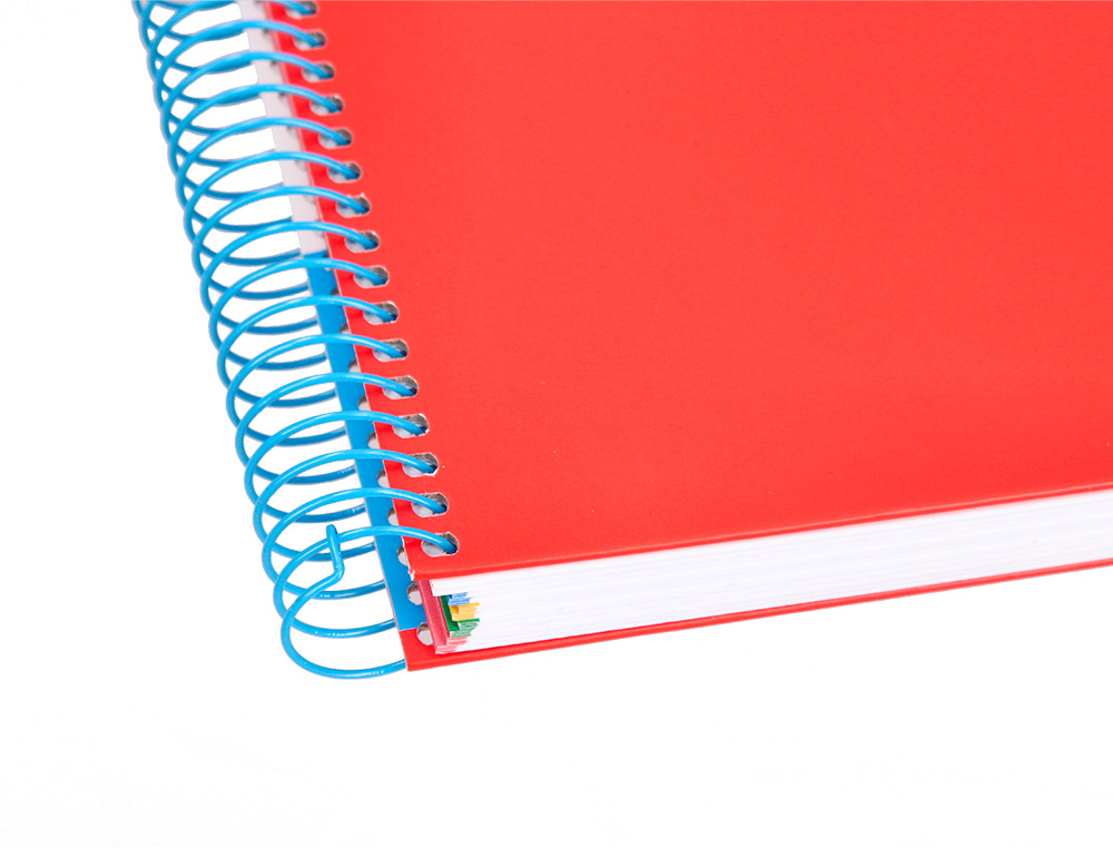 CADERNO ESPIRAL DIN A5 ANTARTIK CAPA FORRADA 120 F 100 GR LISO COM BANDAS DE CORES 6 FUROS COR VERMELHO