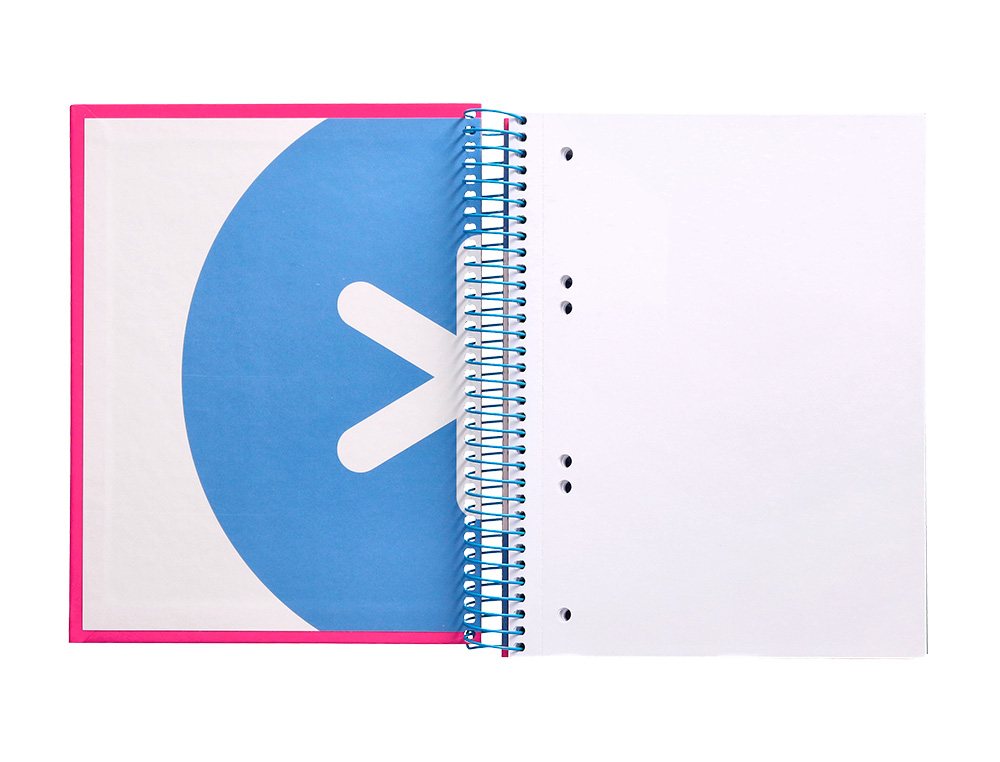 CADERNO ESPIRAL DIN A5 ANTARTIK CAPA FORRADA 120 F 100 GR LISO COM BANDAS DE CORES 6 FUROS COR ROSA FLUOR