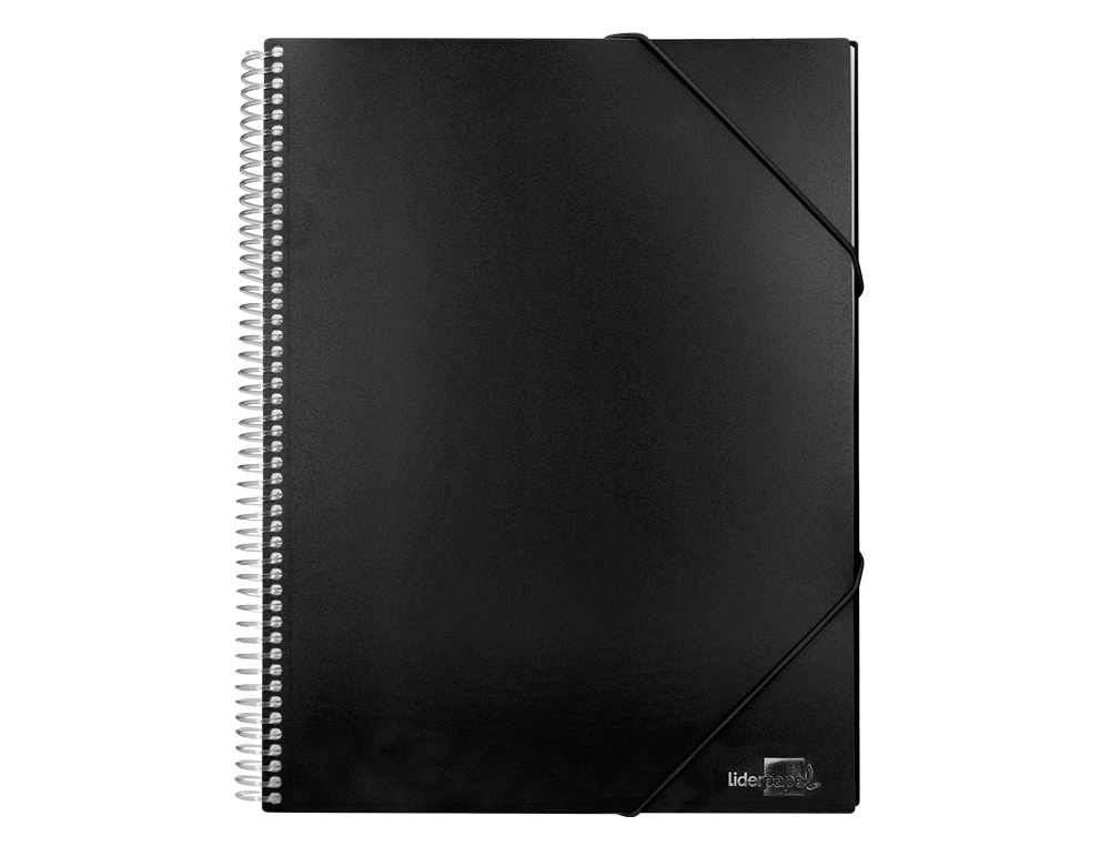 CAPA CATALOGO LIDERPAPEL COM ESPIRAL 20 BOLSAS POLIPROPILENO DIN A4 PRETO
