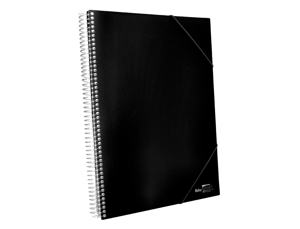 CAPA CATALOGO LIDERPAPEL COM ESPIRAL 20 BOLSAS POLIPROPILENO DIN A4 PRETO