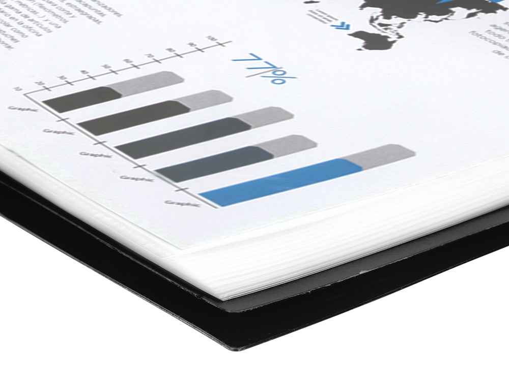 CAPA CATALOGO LIDERPAPEL COM ESPIRAL 80 BOLSAS POLIPROPILENO DIN A4 PRETO