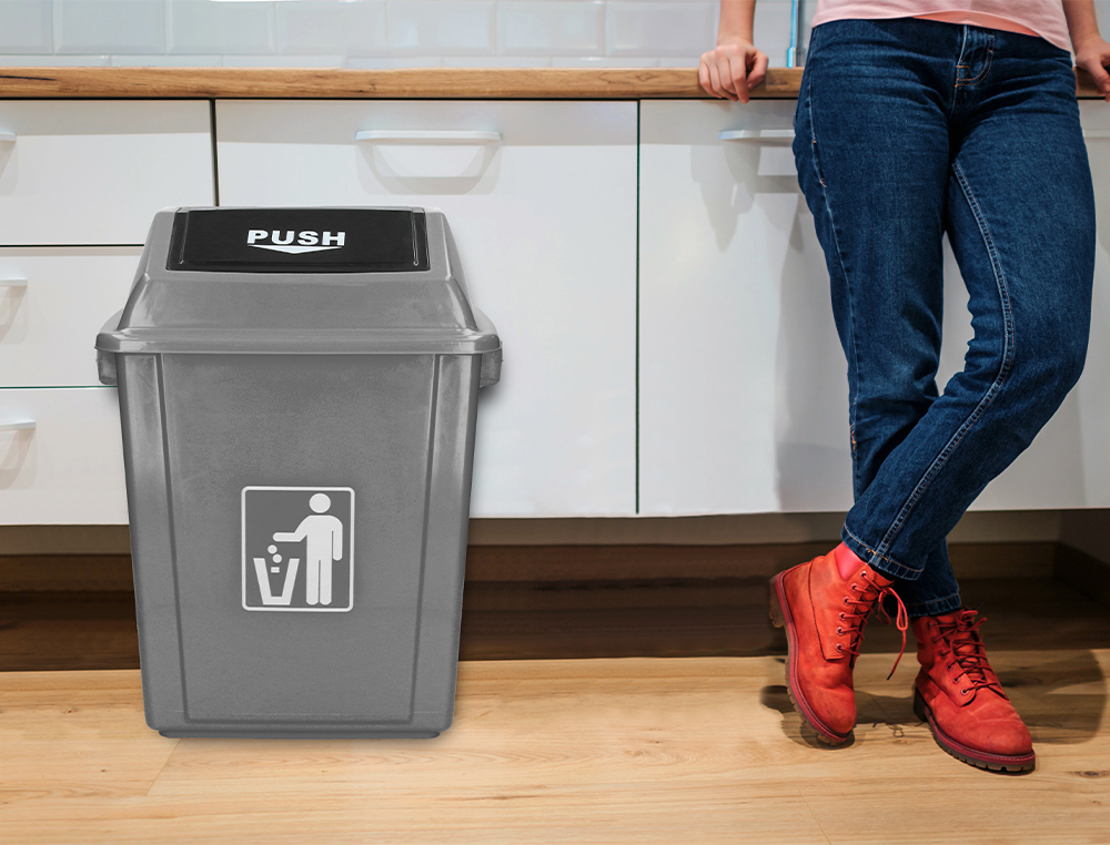 CONTENTOR DE LIXO INDUSTRIAL Q-CONNECT COM TAMPA DE EMPURRAR 40 L 410X280X610 MM