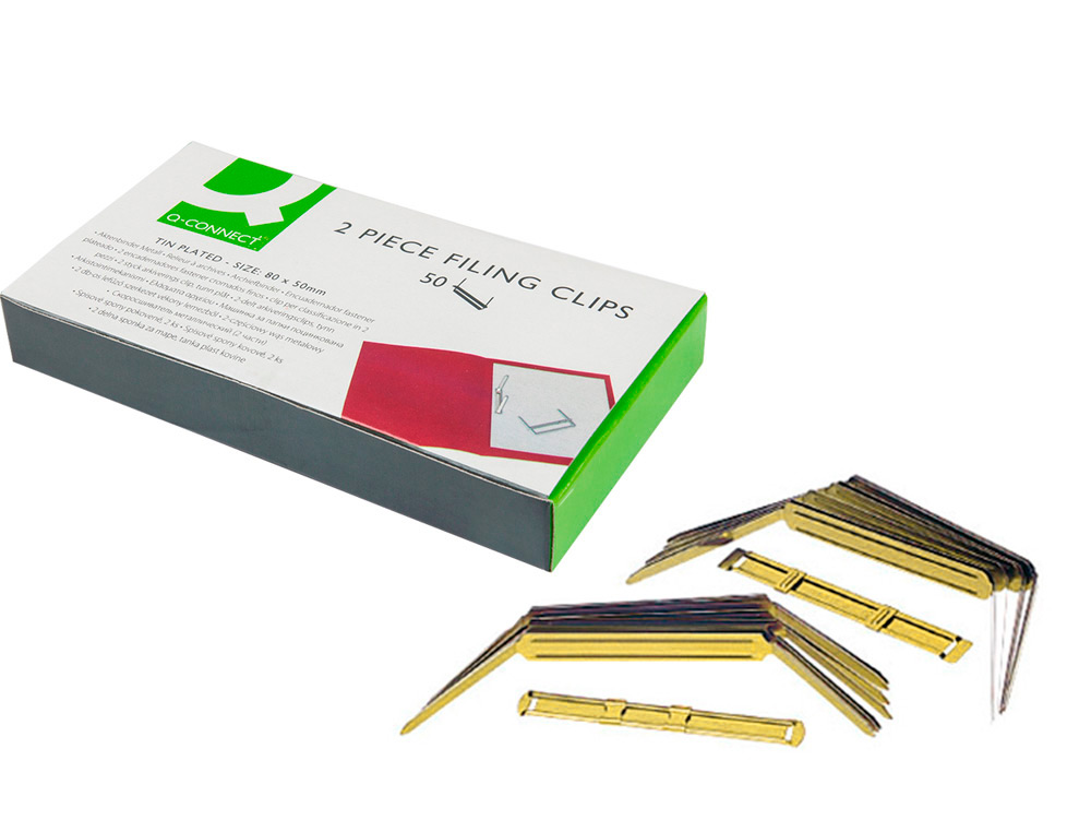ENCADERNADOR FASTENER Q-CONNECT DOURADO CAIXA DE 50 UNIDADES