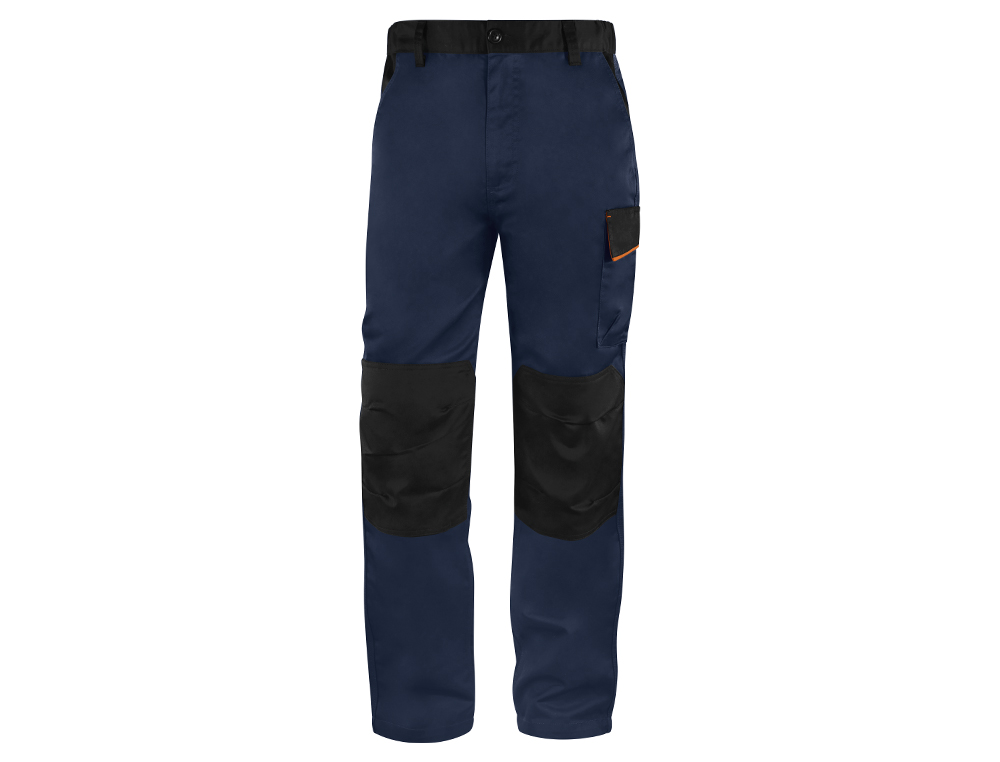 CALÇAS DELTAPLUS COM CINTURA AJUSTAVEL E 5 BOLSOS COR AZUL LARANJA TAMANHO XS