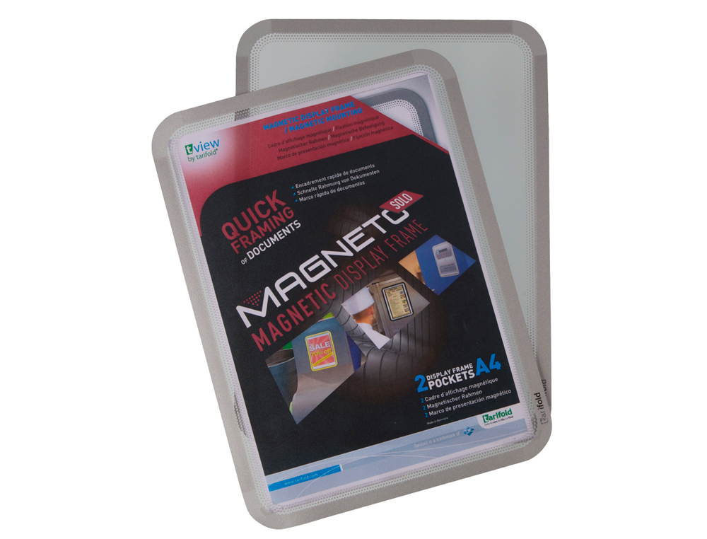 MOLDURA MAGNETICA TARIFOLD DIN A4 EM PVC COR CINZA PRATA PACK DE 2 UNIDADES