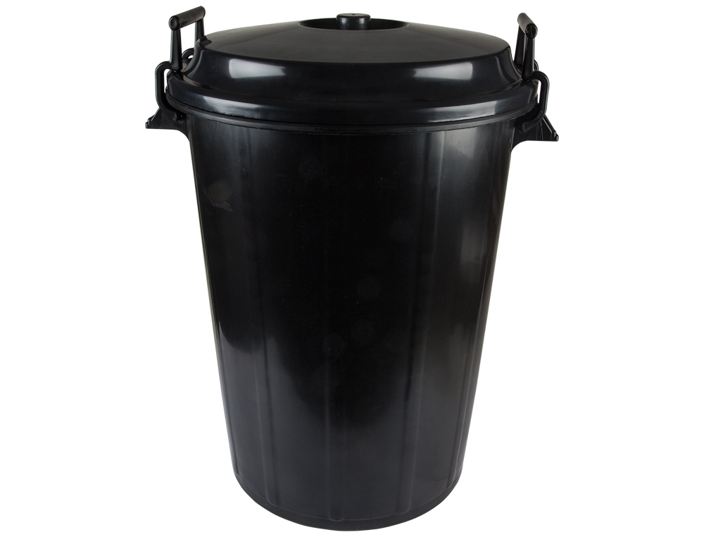BALDE DE LIXO PRETO COM TAMPA 100L