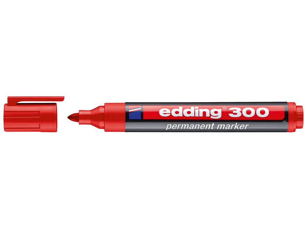 MARCADOR EDDING PERMANENTE 300 VERMELHO PONTA REDONDA 1,5 MM