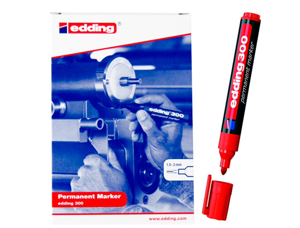 MARCADOR EDDING PERMANENTE 300 VERMELHO PONTA REDONDA 1,5 MM