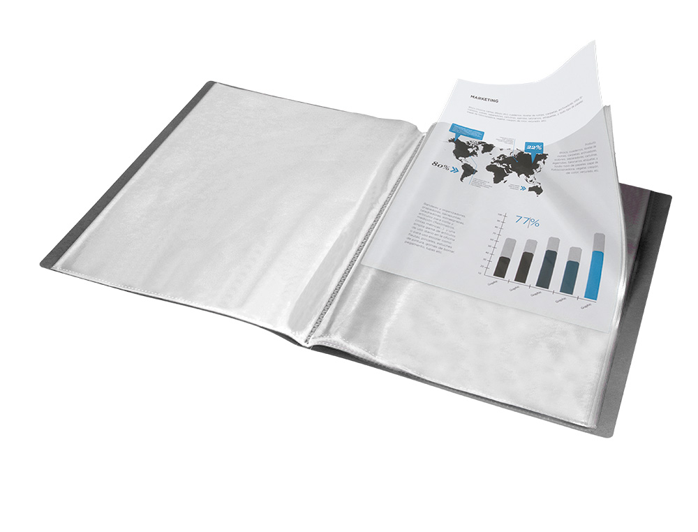 CAPA CATALOGO LIDERPAPEL COM ESPIRAL 30 BOLSAS POLIPROPILENO FOLIO PRETO