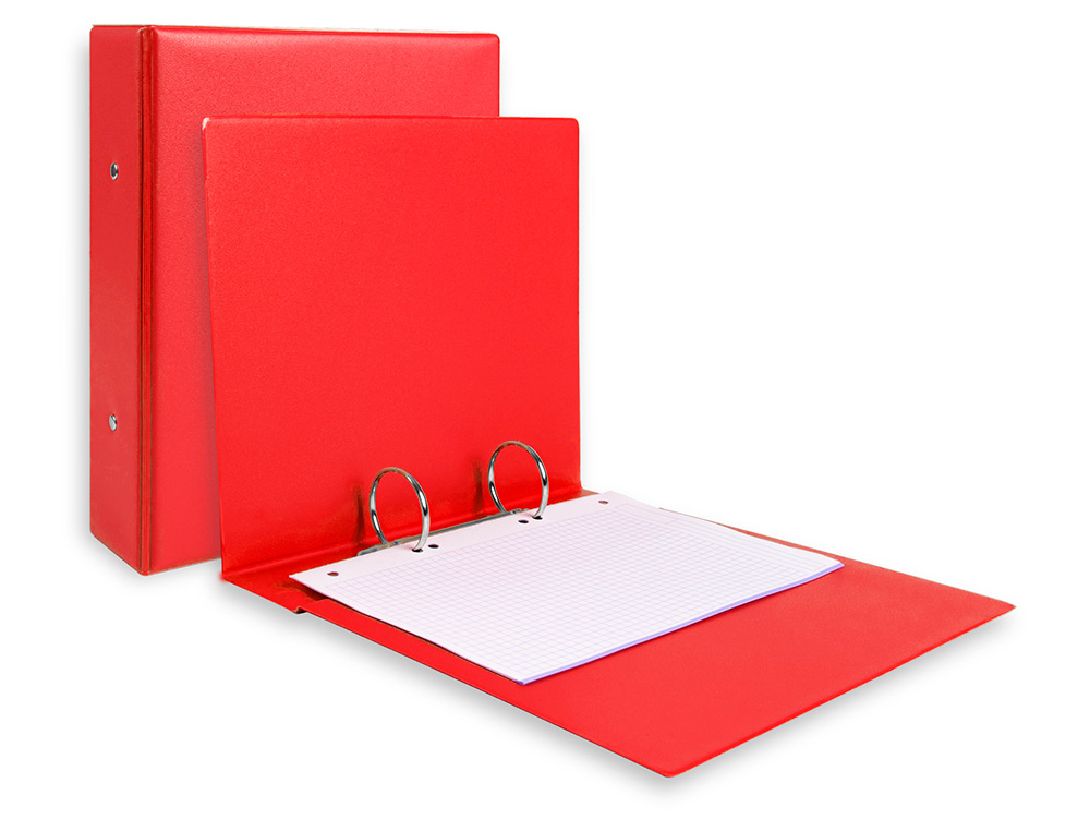 PASTA LIDERPAPEL CARTAO FORRADO PVC DIN A5 2 ANEIS 40 MM REDONDOS VERMELHO