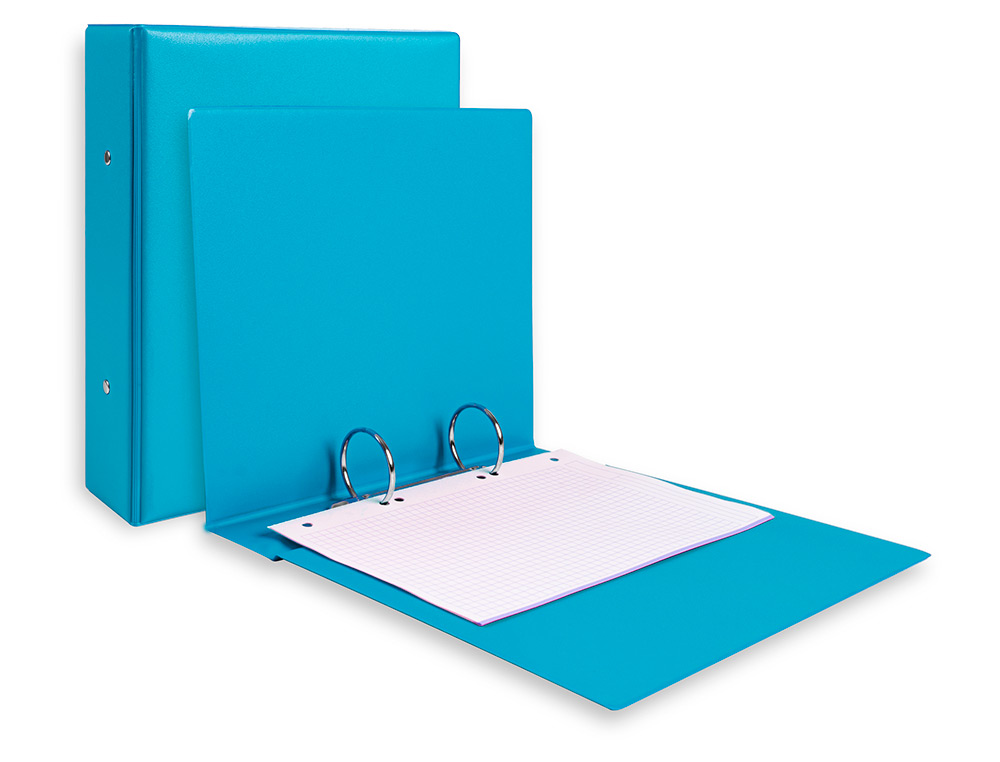 PASTA LIDERPAPEL CARTAO FORRADO PVC DIN A5 2 ANEIS 40 MM REDONDOS AZUL