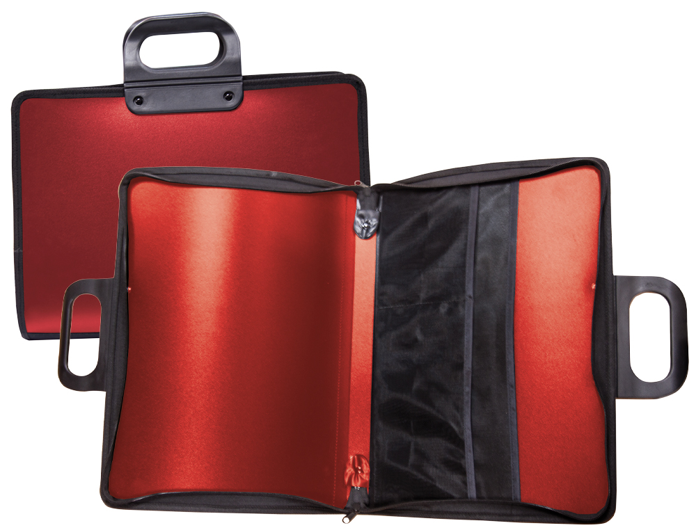 BOLSA PORTA DOCUMENTOS LIDERPAPEL VERMELHA COM ASA E FECHO 400X45X375 MM