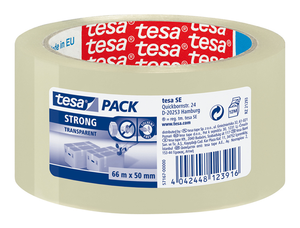 FITA ADESIVA TESA POLIPROPILENO TRANSPARENTE STRONG 66 MT X 50 MM BAIXO RUIDO