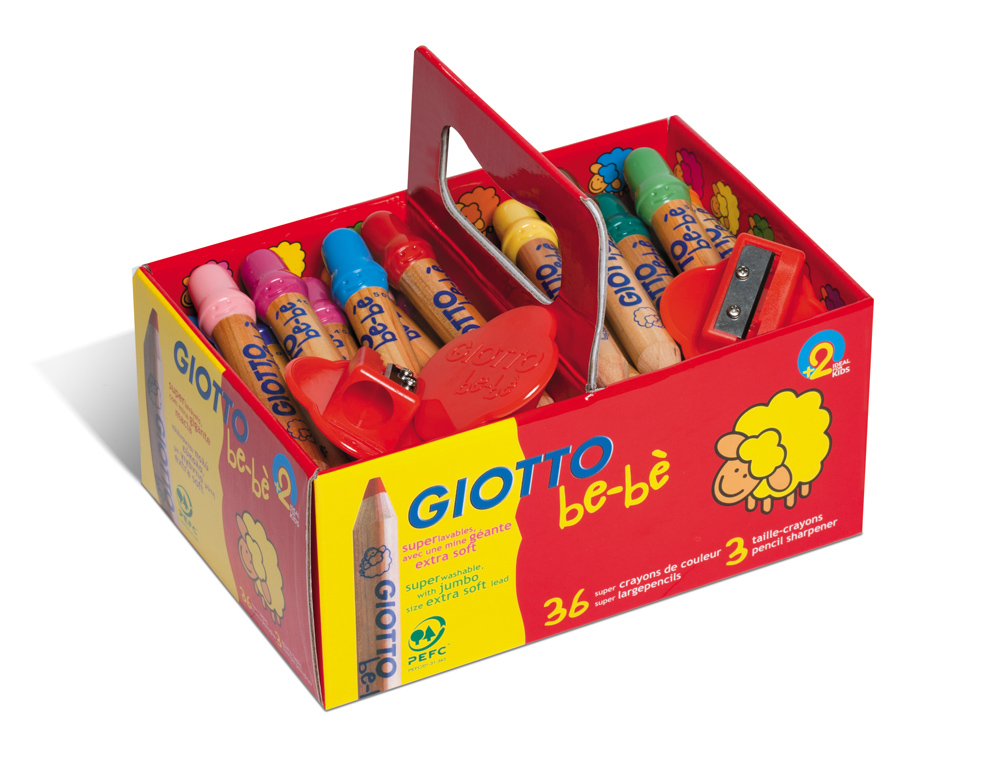 LAPIS DE COR GIOTTO BEBE 36 UNIDADES + 3 APARA LAPIS