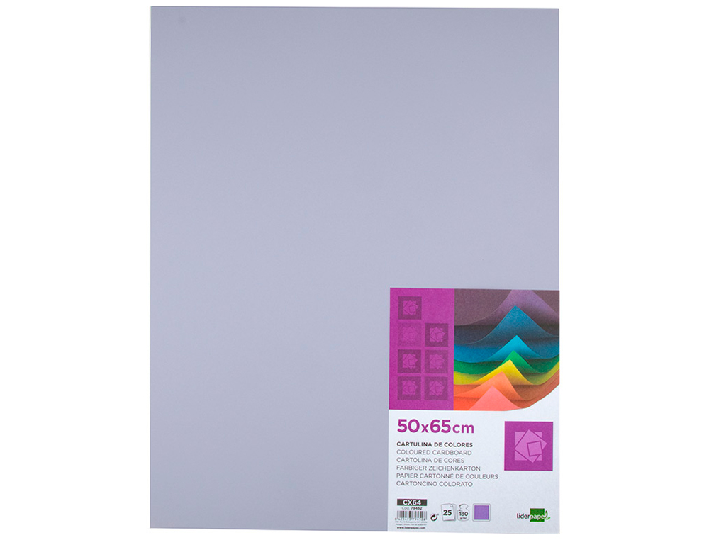 CARTOLINA LIDERPAPEL 50X65 CM 180 GR LILAS PACK DE 25 UNIDADES