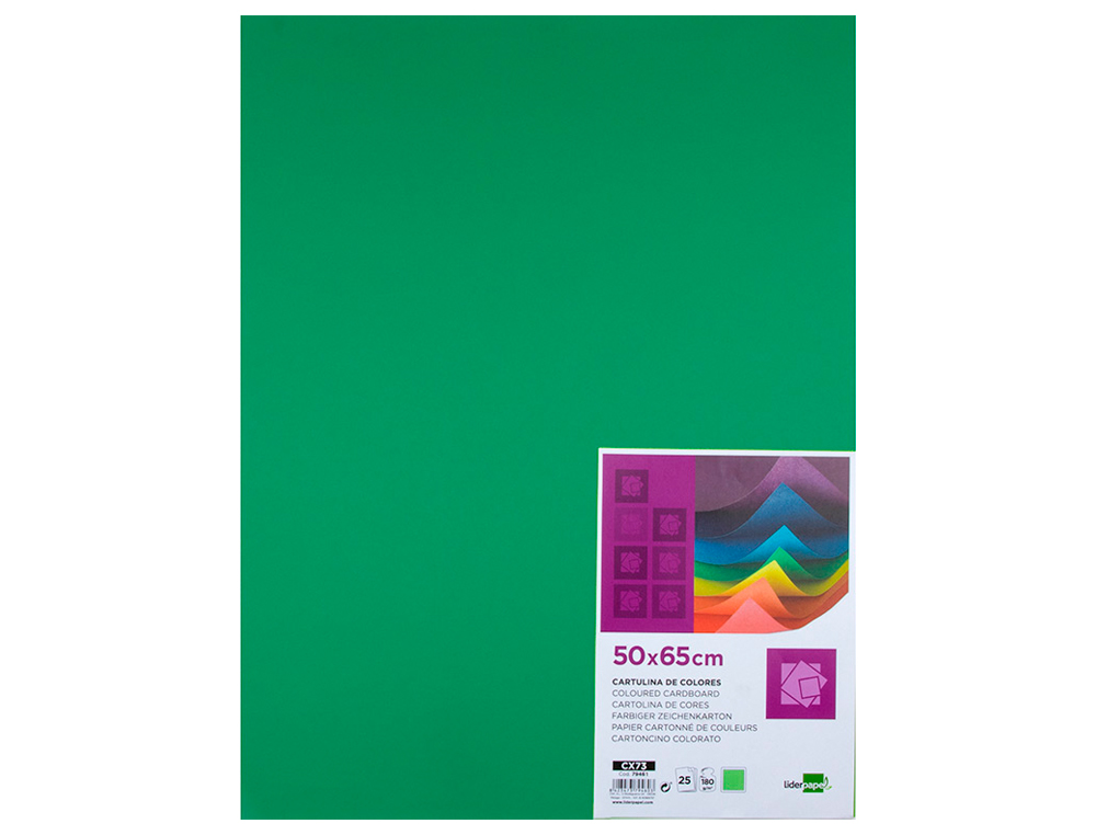 CARTOLINA LIDERPAPEL 50X65 CM 180 GR VERDE NATAL PACK DE 25 UNIDADES