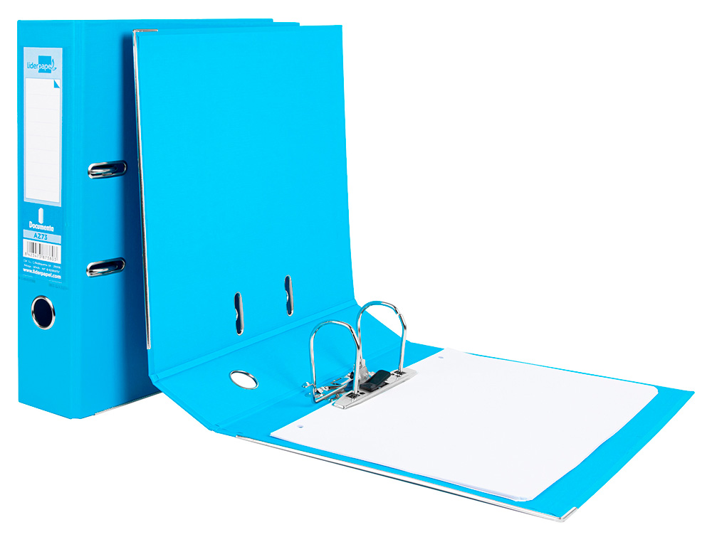 PASTA DE ARQUIVO DE ALAVANCA LIDERPAPEL DOCUMENTA PVC DIN A4 LOMBADA 75 MM CELESTE