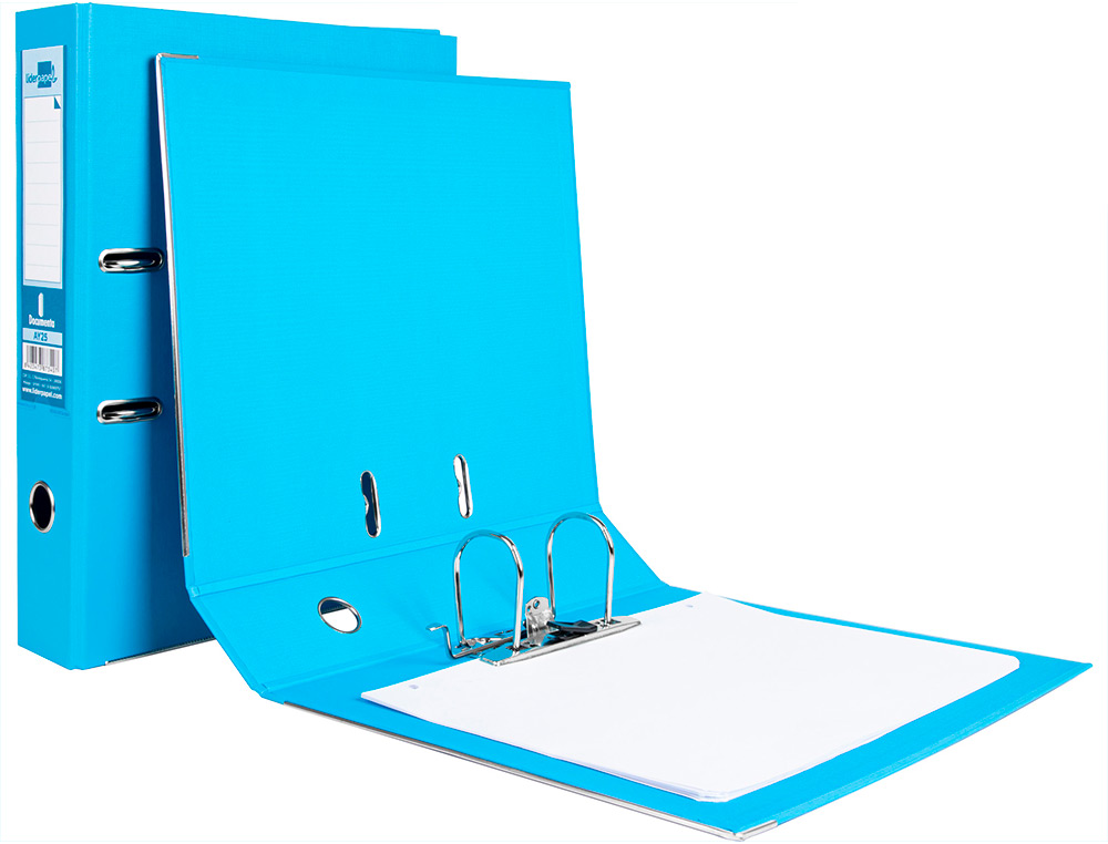 PASTA DE ARQUIVO DE ALAVANCA LIDERPAPEL DOCUMENTA PVC FOLIO LOMBADA 75 MM CELESTE
