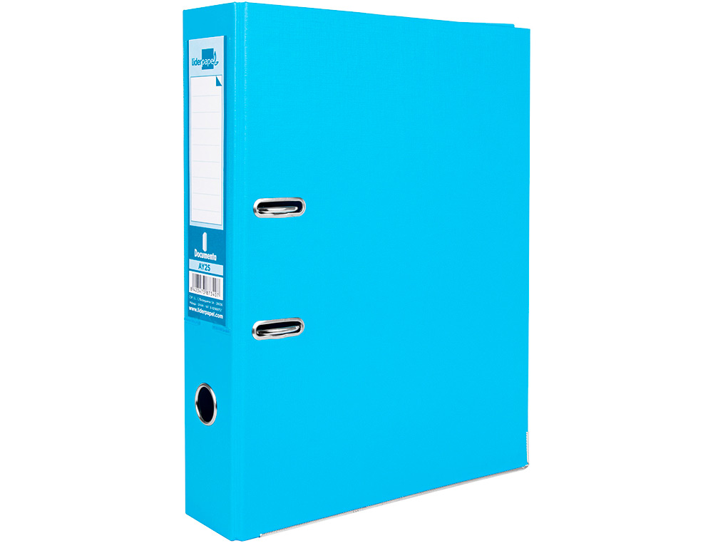 PASTA DE ARQUIVO DE ALAVANCA LIDERPAPEL DOCUMENTA PVC FOLIO LOMBADA 75 MM CELESTE
