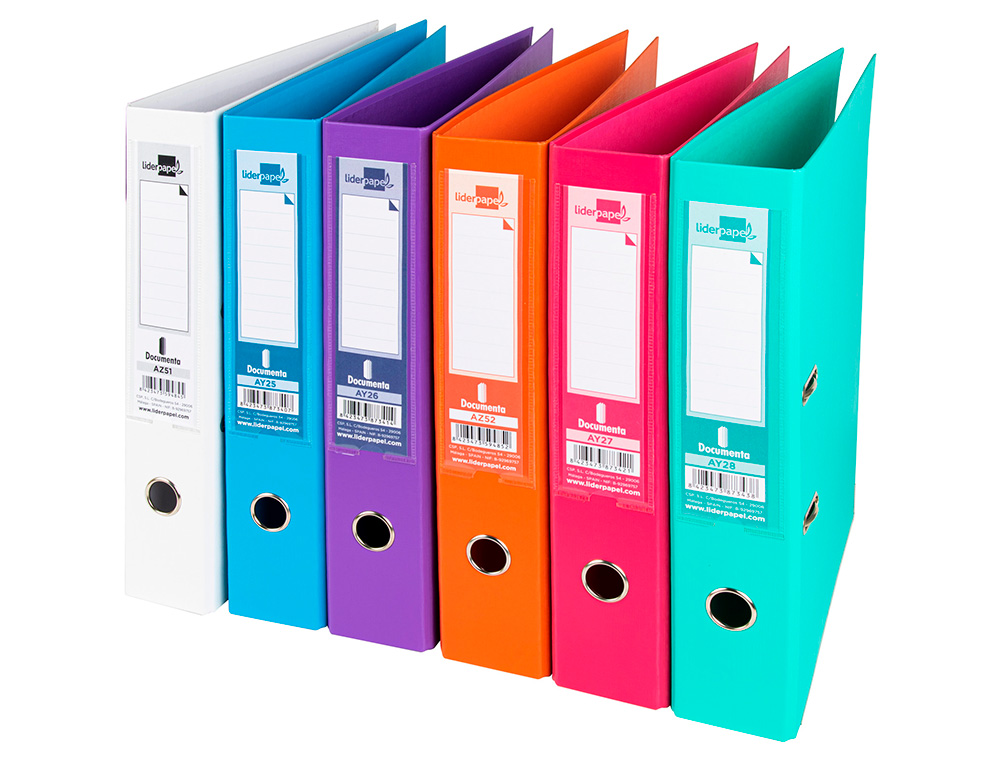 PASTA DE ARQUIVO DE ALAVANCA LIDERPAPEL DOCUMENTA PVC FOLIO LOMBADA 75 MM CORES SORTIDAS TRENDING BRANCO, LARANJA, CELES