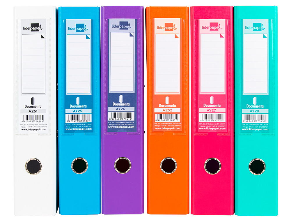 PASTA DE ARQUIVO DE ALAVANCA LIDERPAPEL DOCUMENTA PVC FOLIO LOMBADA 75 MM CORES SORTIDAS TRENDING BRANCO, LARANJA, CELES