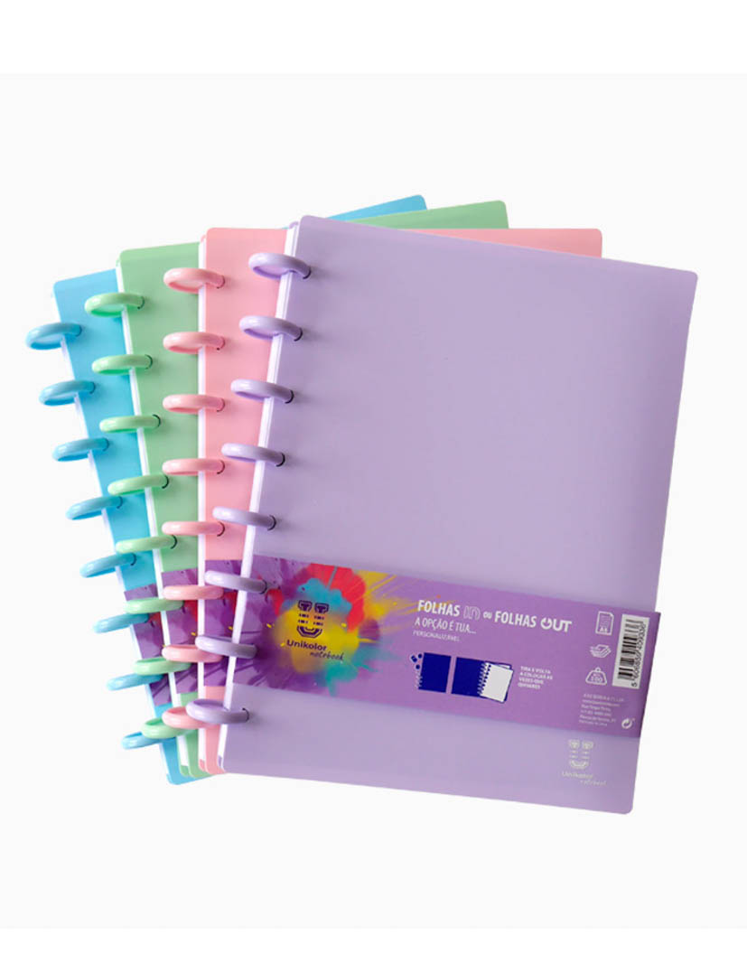 CADERNO DISCOS UNIKOLOR A4 60FLS PAUTADO CORES SUAVES