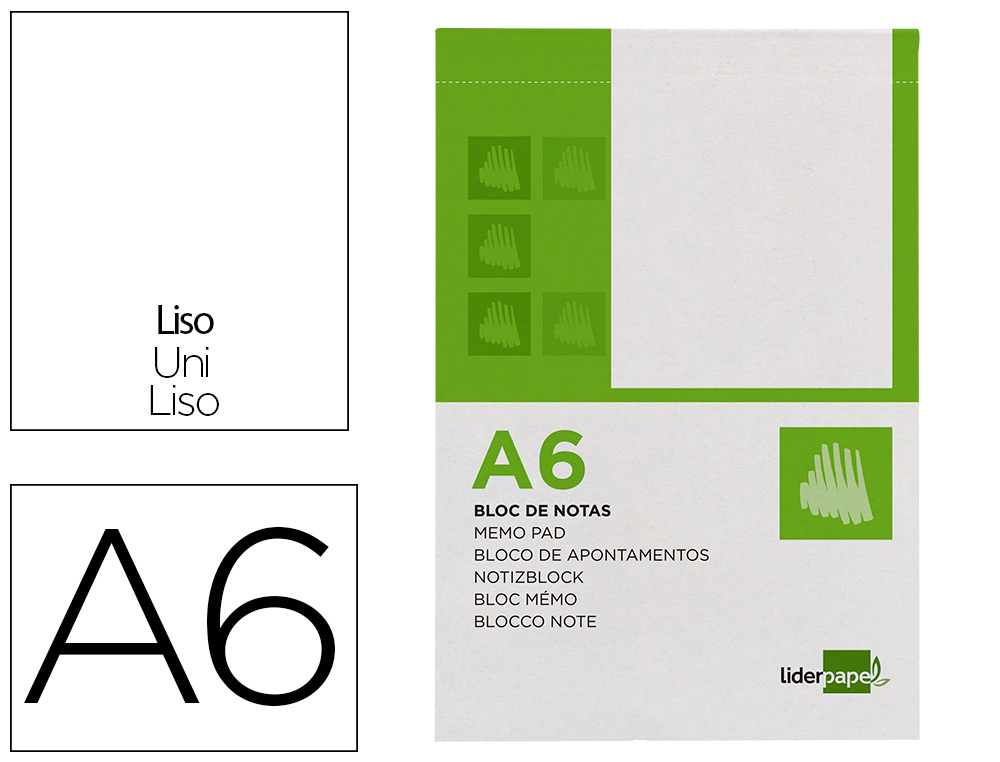 BLOCO DE APONTAMENTOS LIDERPAPEL DIN A6 80 F LISO