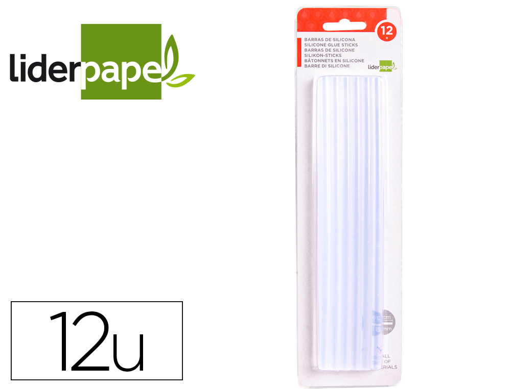 BARRA COLA TERMOFUSIVEL LIDERPAPEL 7 MM DIAMETRO X 200 MM COMPRIMENTO BLISTER DE 12 UNIDADES
