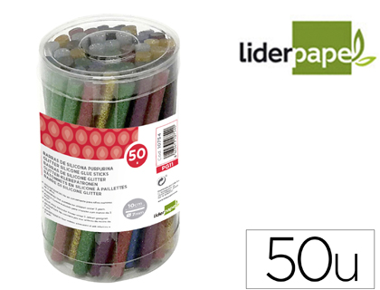 BARRA COLA TERMOFUSIVEL LIDERPAPEL 7 MM DIAMETRO X 100 MM COMPRIMENTO PURPURINA CAIXA DE 50 UNIDADES