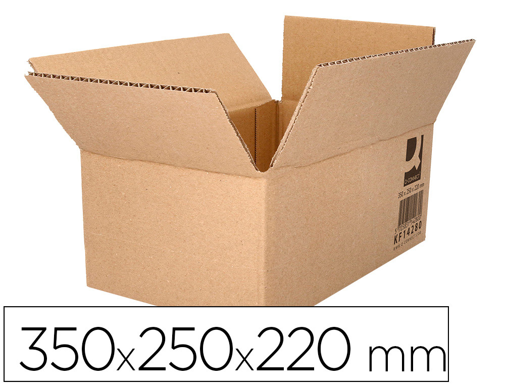 CAIXA PARA EMBALAR Q-CONNECT AMERICANA CARTAO CANAL SIMPLES 5 MM COR KRAFT 350X250X220 MM