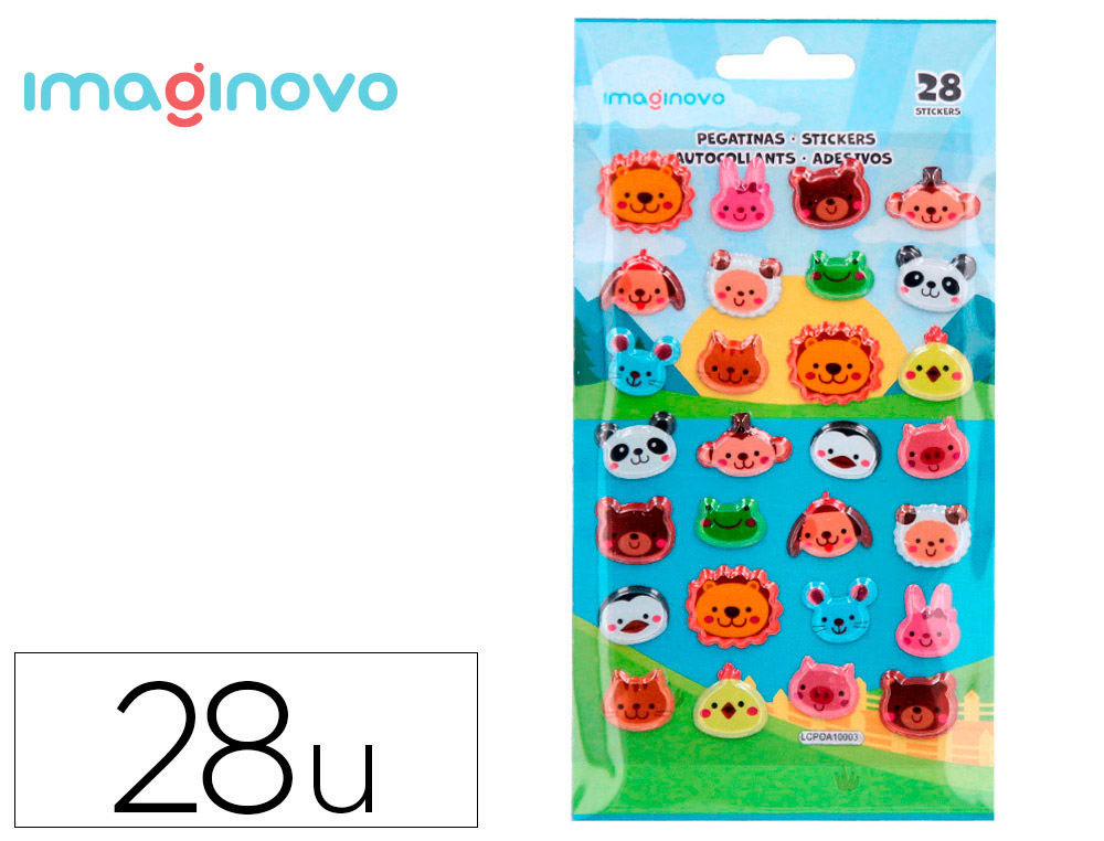 AUTOCOLANTES IMAGINOVO CUTE ANIMALS SELVAGENS COM RELEVO 190X105 MM EM BLISTER
