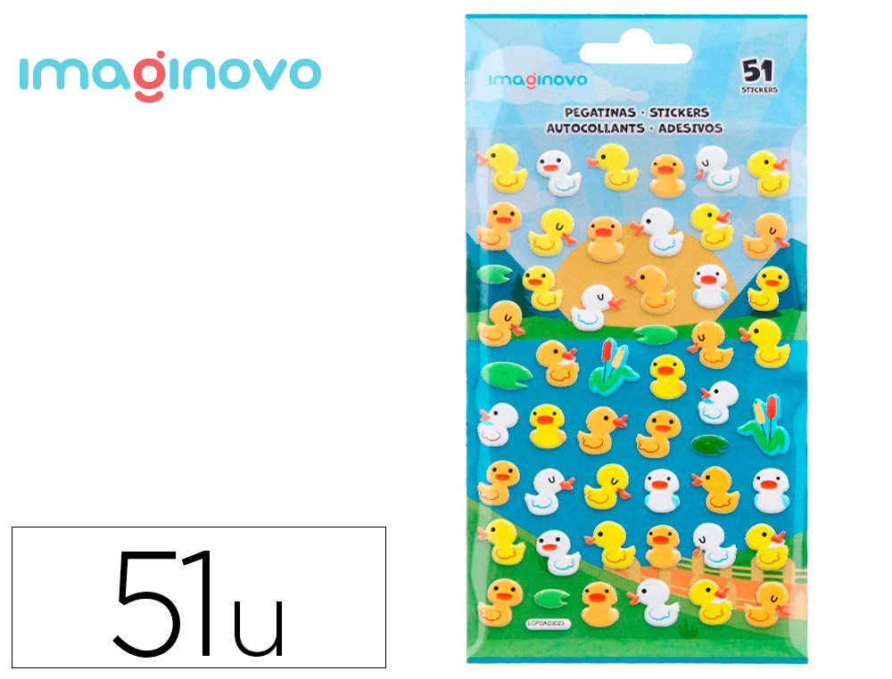 AUTOCOLANTES IMAGINOVO CUTE ANIMALS PATOS COM RELEVO 190X105 MM EM BLISTER