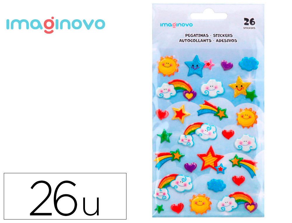 AUTOCOLANTES IMAGINOVO ARCO-IRIS MAGIC DREAMS COM RELEVO 190X105 MM EM BLISTER