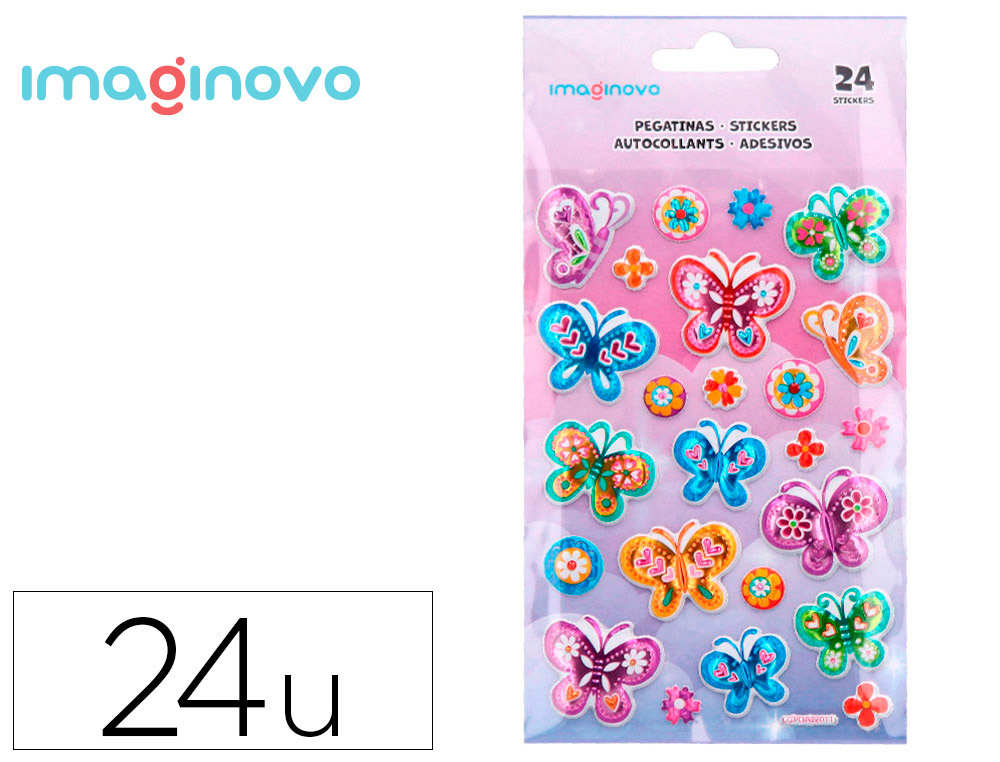 AUTOCOLANTES IMAGINOVO BORBOLETAS MAGIC DREAMS COM RELEVO 190X105 MM EM BLISTER