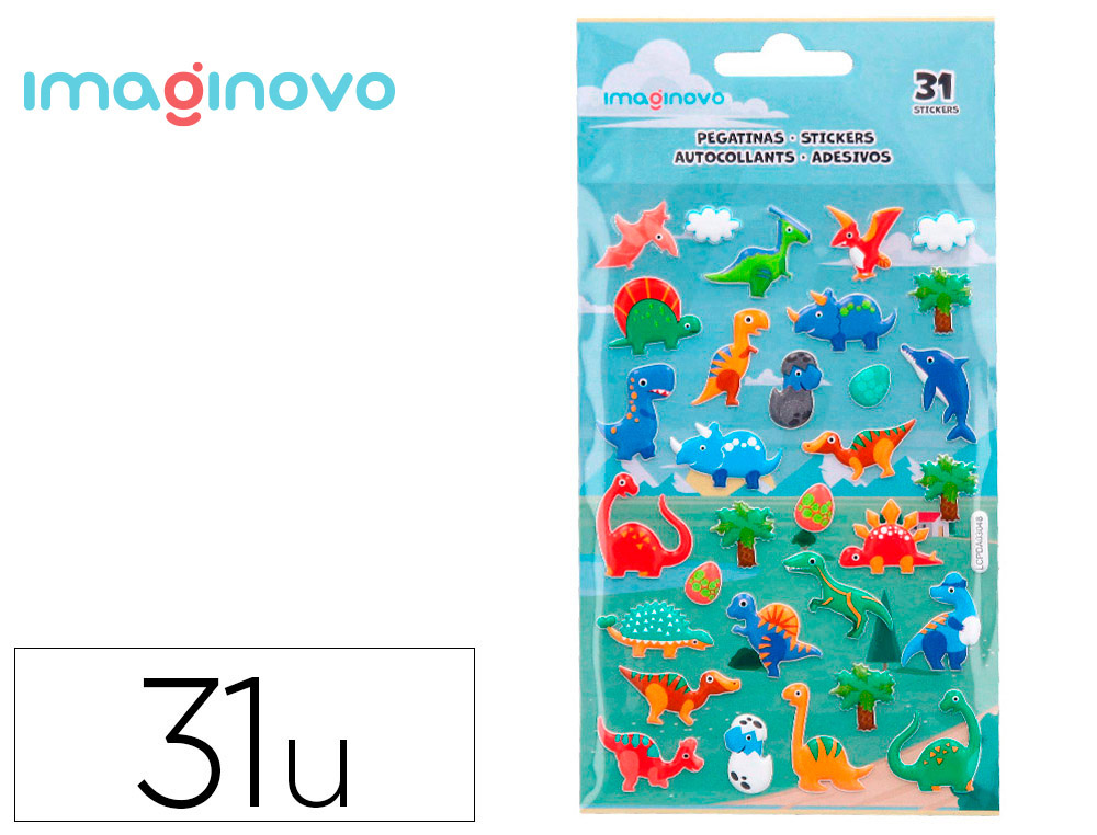 AUTOCOLANTES IMAGINOVO KIDS DINOSSAUROS GOMA EVA 190X105 MM EM BLISTER