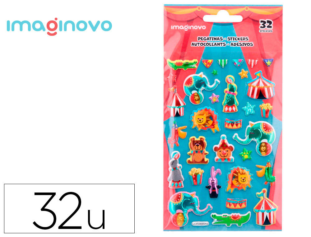 AUTOCOLANTES IMAGINOVO KIDS CIRCO GOMA EVA 190X105 MM EM BLISTER