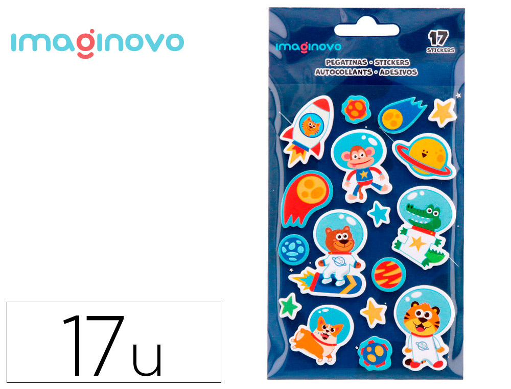AUTOCOLANTES IMAGINOVO LUMINOSOS ASTRONAUTAS 250X145 MM EM BLISTER