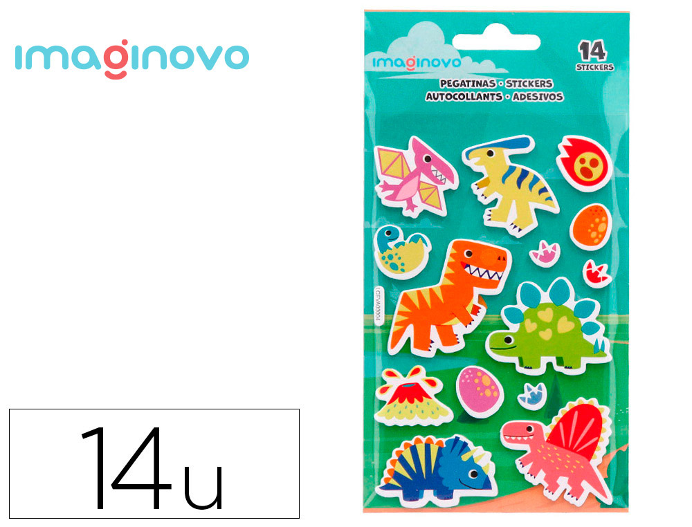 AUTOCOLANTES IMAGINOVO LUMINOSOS DINOSSAUROS 190X105 MM EM BLISTER