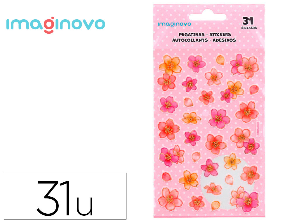 AUTOCOLANTES IMAGINOVO FLORES ROSAS DE PAPEL 190X104 MM EM BLISTER