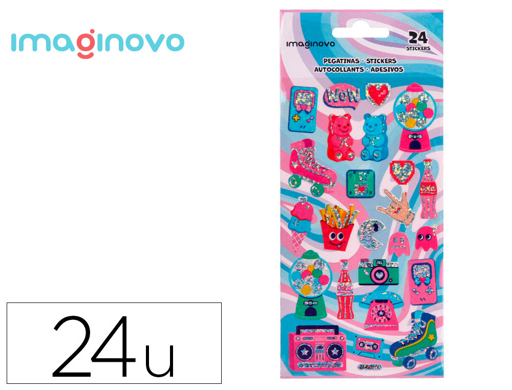 AUTOCOLANTES IMAGINOVO DESENHOS SORTIDOS HOBBIES COM BRILHO 214X100 MM EM BLISTER